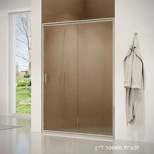 מקלחון חזית דופן קבועה ודלת אוונס 120-140 ס"מ ניקל כרום DorRaphael