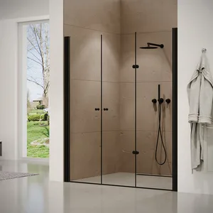 מקלחון חזית דלת הרמוניקה + דלת על ציר פאיטו 165-190 ס"מ שחור מט DorRaphael