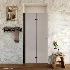 מקלחון חזית דלת הרמוניקה דגלס 66-98 ס"מ שחור מט DorRaphael