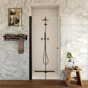 מקלחון חזית דלת הרמוניקה דגלס 66-98 ס"מ שחור מט DorRaphael