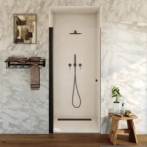 מקלחון חזית דלת על ציר מארטין 66-93 ס"מ שחור מט DorRaphael