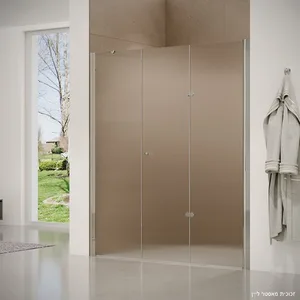 מקלחון חזית דלת הרמוניקה + דופן קבועה קאסטל 96-165 ס"מ ניקל כרום DorRaphael