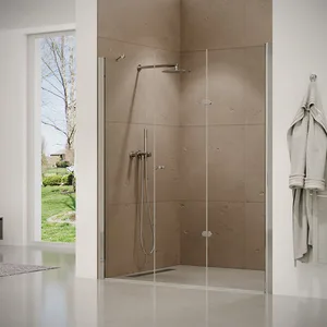 מקלחון חזית דלת הרמוניקה + דופן קבועה קאסטל 96-165 ס"מ ניקל כרום DorRaphael