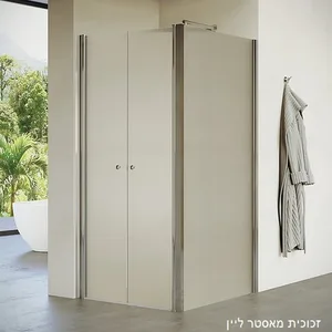 מקלחון פינתי 2 דלתות + דופן צד קבועה באקר 66-96 ס"מ ניקל כרום DorRaphael