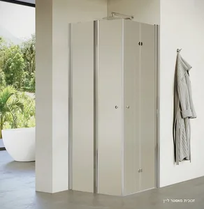מקלחון פינתי דופן קבועה ודלת + דלת הרמוניקה טולוז 66-98 ס"מ ניקל כרום DorRaphael