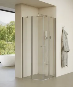 מקלחון פינתי דופן קבועה ודלת + דלת הרמוניקה טולוז 66-98 ס"מ ניקל כרום DorRaphael