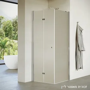 מקלחון פינתי דופן קבועה ודלת הרמוניקה ווייס 65-98 ס"מ ניקל כרום DorRaphael