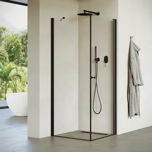 מקלחון פינתי דלת + דופן קבועה אורורה 66-97 ס"מ שחור מט DorRaphael