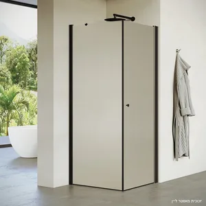 מקלחון פינתי דלת + דופן קבועה אורורה 66-97 ס"מ שחור מט DorRaphael