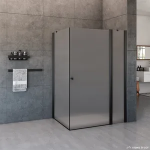 מקלחון פינתי דלת ודופן קבועה + דופן קבועה אלברט 70-145 ס"מ שחור מט DorRaphael