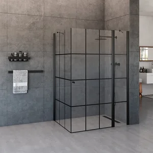 מקלחון פינתי דלת ודופן קבועה + דופן קבועה אלברט 70-145 ס"מ שחור מט DorRaphael