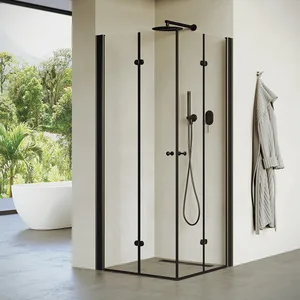 מקלחון פינתי 2 דלתות הרמוניקה מדיסון 76-79 ס"מ / 86-89 ס"מ שחור מט DorRaphael