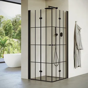 מקלחון פינתי 2 דלתות הרמוניקה מדיסון 76-79 ס"מ / 86-89 ס"מ שחור מט DorRaphael