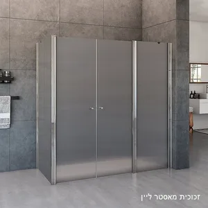 מקלחון פינתי דופן קבועה ו2 דלתות + דופן צד קבועה טמפל 76-220 ס"מ ניקל כרום DorRaphael