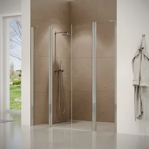 מקלחון חזית 2 דפנות קבועות + 2 דלתות על ציר אנדרסון 120-220 ס"מ ניקל כרום DorRaphael