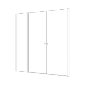 מקלחון חזית 2 דלתות על ציר + דופן קבועה קאטרו 161-195 ס"מ שחור מט DorRaphael