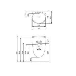 כיור רחצה חרס מונובלוק 53.5X46.5 ס"מ ונציה VENICE לבן DorRaphael