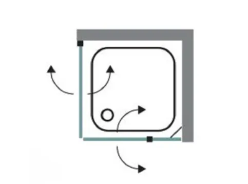 מקלחון פינתי SOLERO - סולרו 35 ממידה 68 סמ עד מידה 96 סמ שחור מט - סניטק