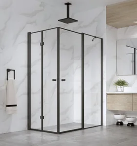 מקלחון פינתי GUINESS - גינס 60 ממידה 94 סמ עד מידה 154 סמ שחור מט - סניטק