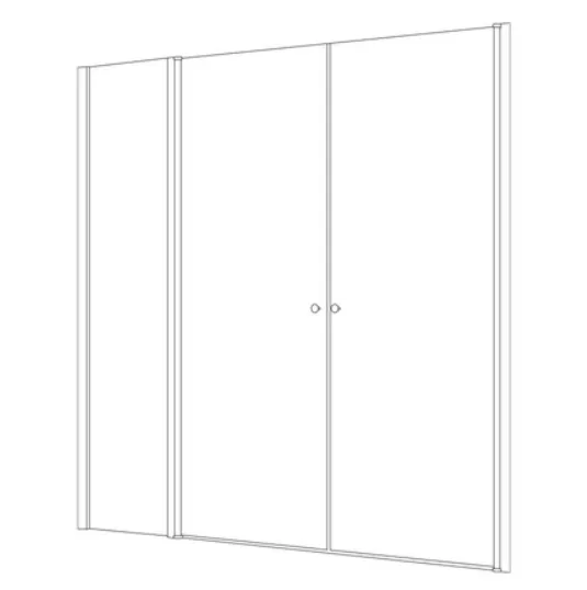 מקלחון חזית 2 דלתות על ציר  דופן קבועה קאטרו זכוכית גלינה 121-160 סמ שחור מט - דור רפאל