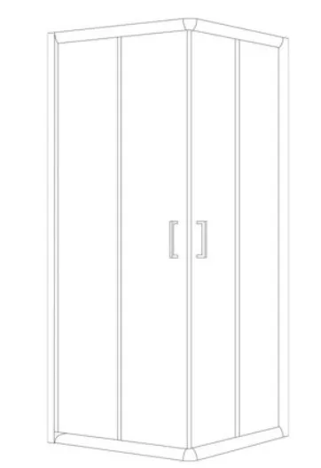 מקלחון הזזה פינתי 2 דפנות קבועות  2 דלתות וושינגטון זכוכית גלינה 76-79 סמ  86-89 סמ שחור מט - דור רפאל