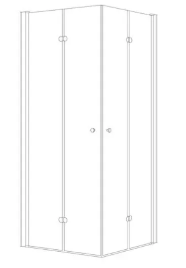 מקלחון פינתי 2 דלתות הרמוניקה מדיסון זכוכית גלינה 80-82 סמ  90-92 סמ ניקל כרום - דור רפאל
