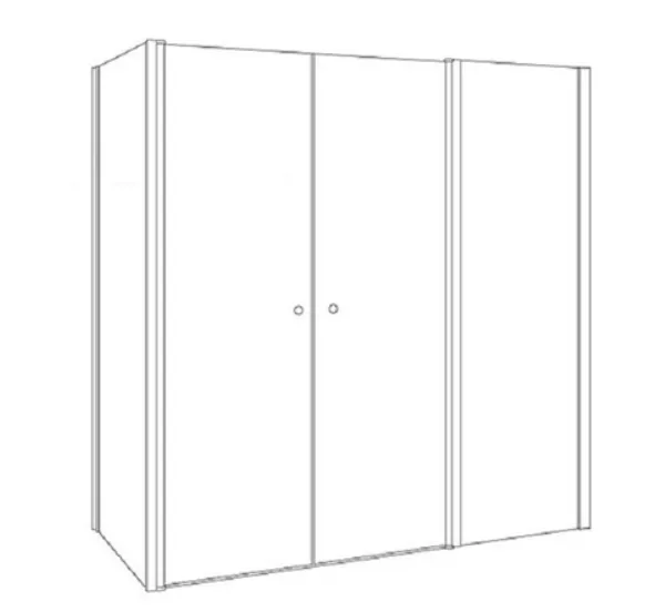 מקלחון פינתי דופן קבועה ו2 דלתות  דופן צד קבועה טמפל זכוכית גלינה 75-220 סמ שחור מט - דור רפאל