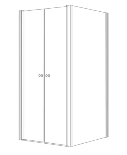 מקלחון פינתי 2 דלתות  דופן צד קבועה באקר זכוכית גלינה 66-96 סמ ניקל כרום - דור רפאל