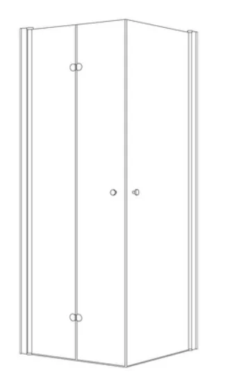 מקלחון פינתי דלת על ציר  דלת הרמוניקה קופר זכוכית גלינה 66-98 סמ שחור מט - דור רפאל