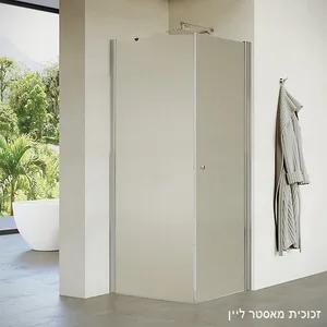 מקלחון פינתי דלת  דופן קבועה אורורה זכוכית גלינה 66-97 סמ ניקל כרום - דור רפאל