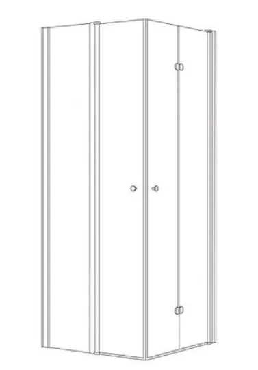 מקלחון פינתי דופן קבועה ודלת  דלת הרמוניקה טולוז זכוכית גלינה 66-98 סמ שחור מט - דור רפאל