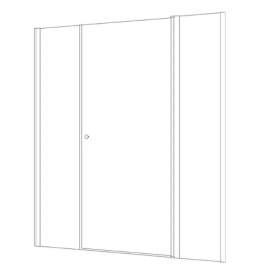 מקלחון חזית 2 דפנות קבועות  דלת שרלטון זכוכית גלינה 122-205 סמ שחור מט - דור רפאל