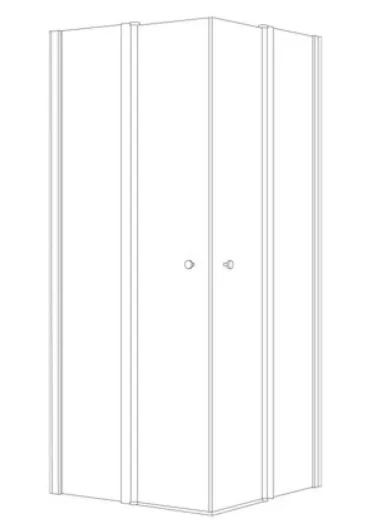 מקלחון פינתי 2 דלתות  2 דפנות קבועות מונרו זכוכית גלינה 76-79 סמ  86-89 סמ שחור מט - דור רפאל