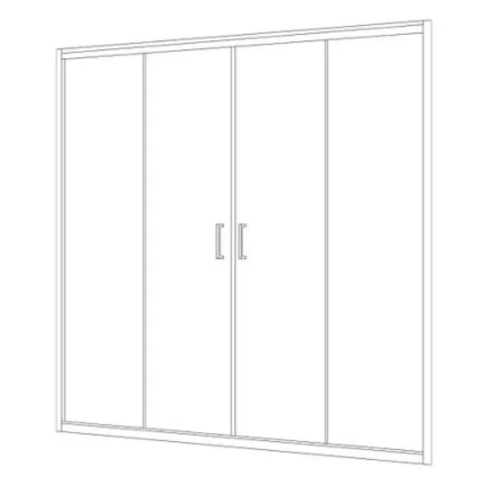 מקלחון חזית 2 דפנות קבועות ו2 דלתות אוונס זכוכית גלינה 165-170 סמ 170-175 סמ 175-180 סמ שחור מט - דור רפאל