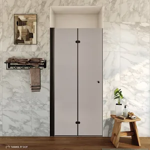 מקלחון חזית דלת הרמוניקה דגלס זכוכית גלינה 66-68 סמ  70-72 סמ  76-78 סמ  80-82 סמ  86-88 סמ  90-92 סמ  96-98 סמ שחור מט - דור רפאל