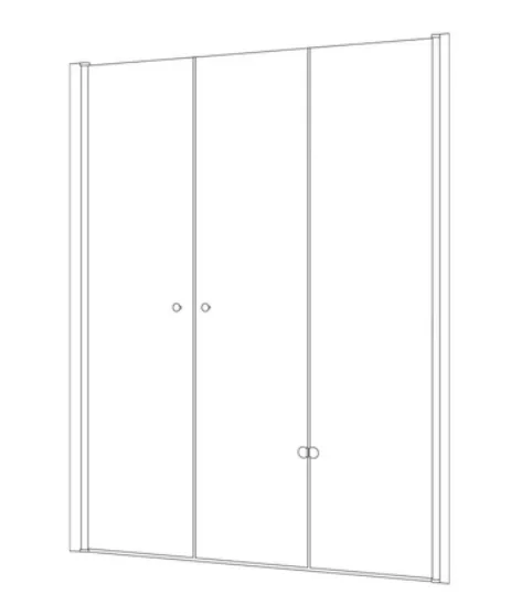 מקלחון חזית דלת הרמוניקה  דלת על ציר פאיטו זכוכית גלינה 161-190 סמ ניקל כרום - דור רפאל