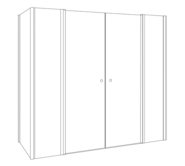 מקלחון פינתי 2 דפנות קבועות ו2 דלתות דופן צד קבועה ספילר זכוכית גלינה 75-260 סמ שחור מט - דור רפאל