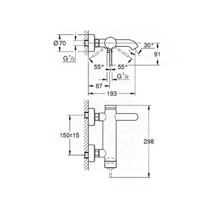 סוללה לאמבטיה גוף בלבד גרואה - GROHE שחור מט GR-25250KF1 GROHE גרואה