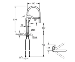 ברז מטבח נשלף שני מצבים אסנס ESSENCE כרום GROHE - גרואה 30294000 GROHE גרואה