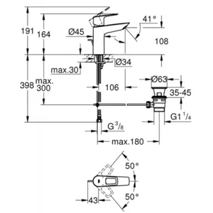 ברז פרח בינוני פיה קבועה באולופ BAULOOP כרום GROHE - גרואה 23762001 GROHE גרואה
