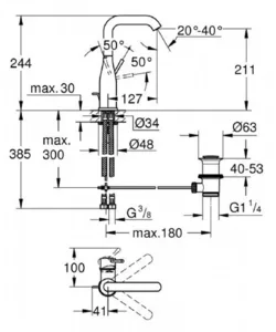 ברז פרח לכיור רחצה אסנס ESSENCE כרום מוברש GROHE - גרואה 32628DC1 GROHE גרואה
