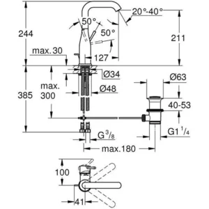 ברז פרח לכיור רחצה אסנס ESSENCE זהב צהוב GROHE - גרואה 32628GL1 GROHE גרואה
