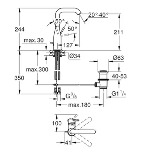 ברז פרח לכיור רחצה אסנס ESSENCE זהב צהוב מוברש GROHE - גרואה 32628GN1 GROHE גרואה