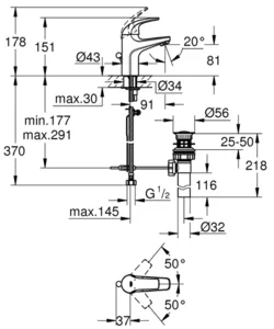 ברז פרח באו דגם CURVE גרואה - GROHE כרום GR-32805000 GROHE גרואה