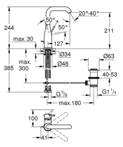 ברז פרח לכיור רחצה אסנס ESSENCE כרום GROHE - גרואה 32628001 GROHE גרואה