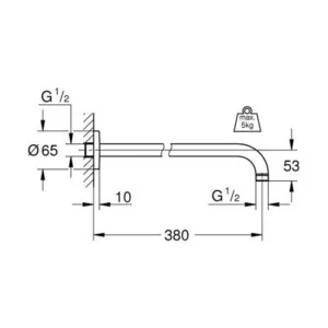 זרוע למקלחת התקנה מהקיר 38 ס"מ כרום GROHE - גרואה 28361000 GROHE גרואה