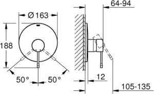 ערכה חיצונית אינטרפוץ 3 דרך אסנס ESSENCE כרום GROHE - גרואה 19286001 GROHE גרואה
