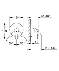 ערכה חיצונית אינטרפוץ 3 דרך יורוסמארט EUROSMART כרום GROHE - גרואה 19451002 GROHE גרואה