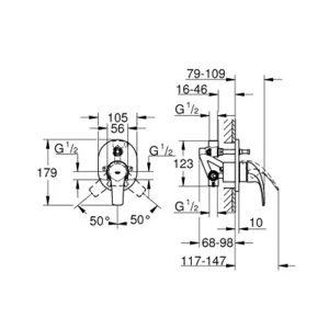 ערכה חיצונית אינטרפוץ 4 דרך באוקרב BAUCORVE כרום GROHE - גרואה 29043000 GROHE גרואה