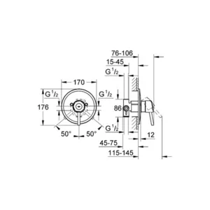 ערכה חיצונית ל-3 דרך קונצ'טו CONCETTO כרום GROHE - גרואה 19345001 GROHE גרואה